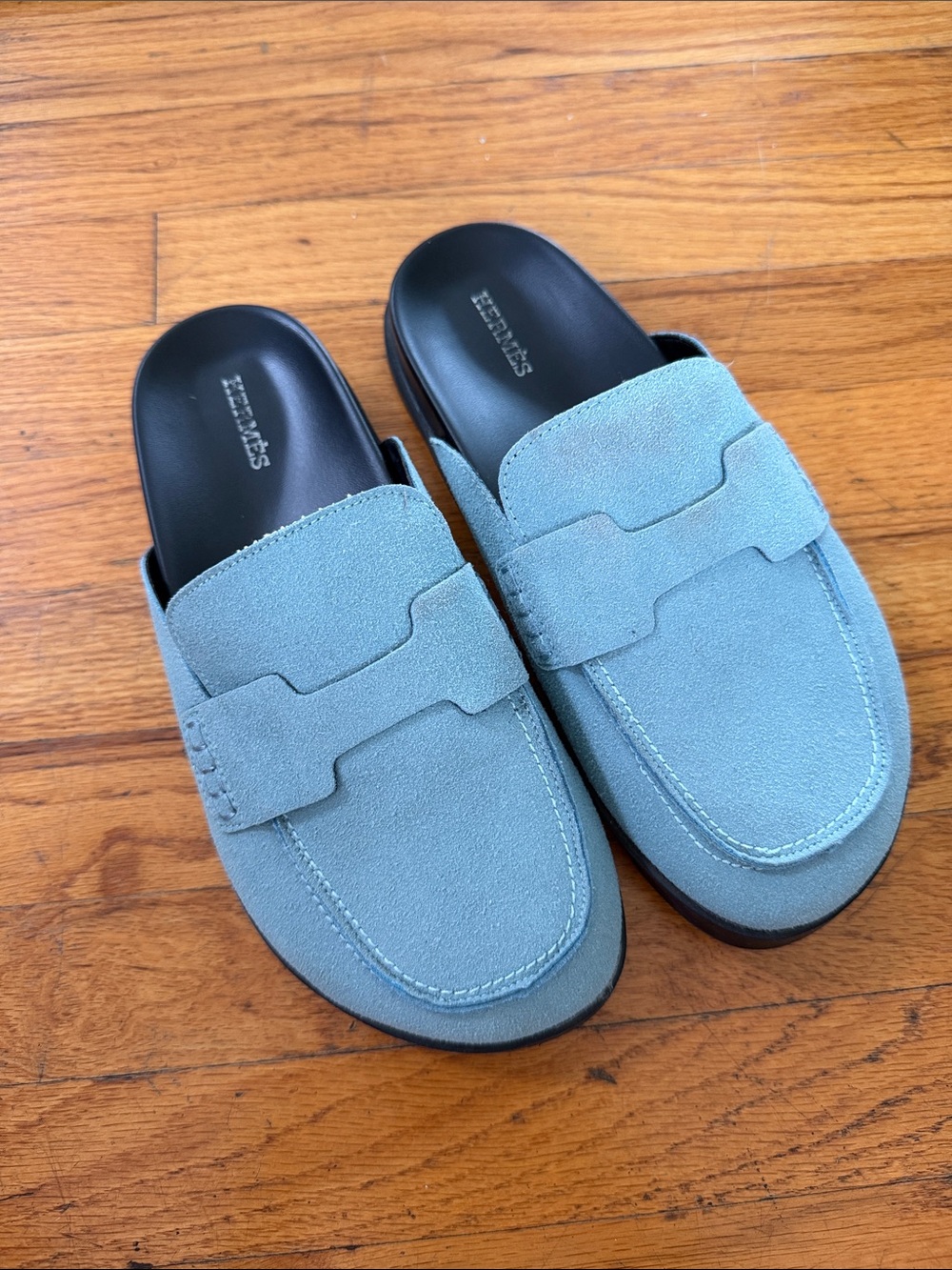 Women’s Suede Slip-On Loafers in Light Blue